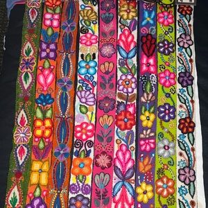 Peruvian Hand embroidered colorful alpaca floral belts